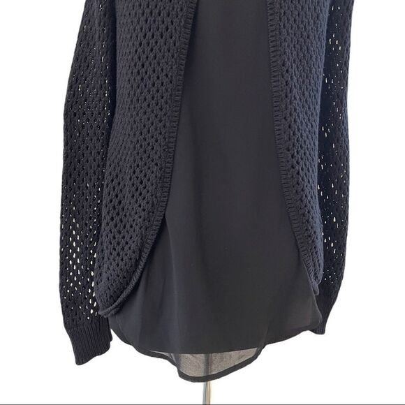 Bar III Black Open Knit Split Back Sweater Sz M - Picture 8 of 11